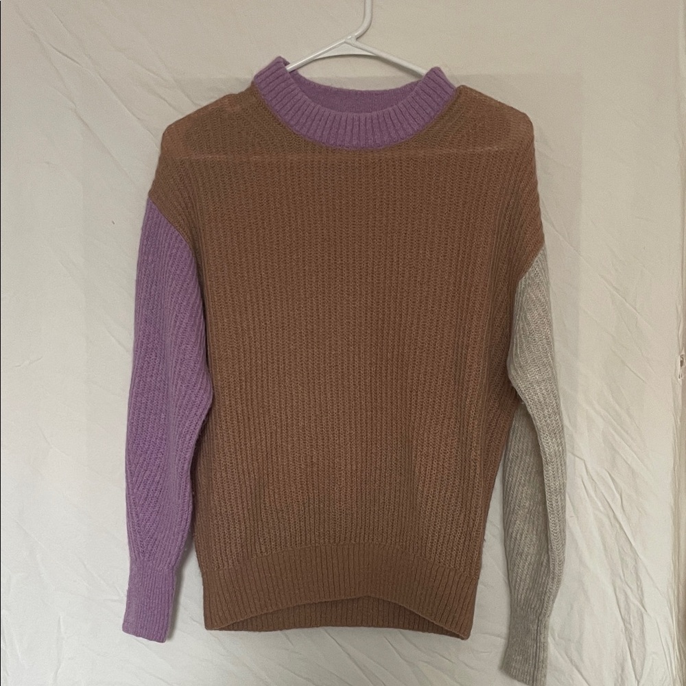 Everlane alpaca crew in multi color lavender cream tan women’s size small